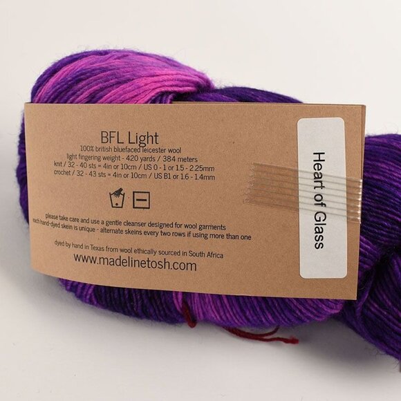 Madelinetosh BFL Light Yarn Leicester Wool 420 Yards 4-Ply Color Heart of Glass - Picture 3 of 3